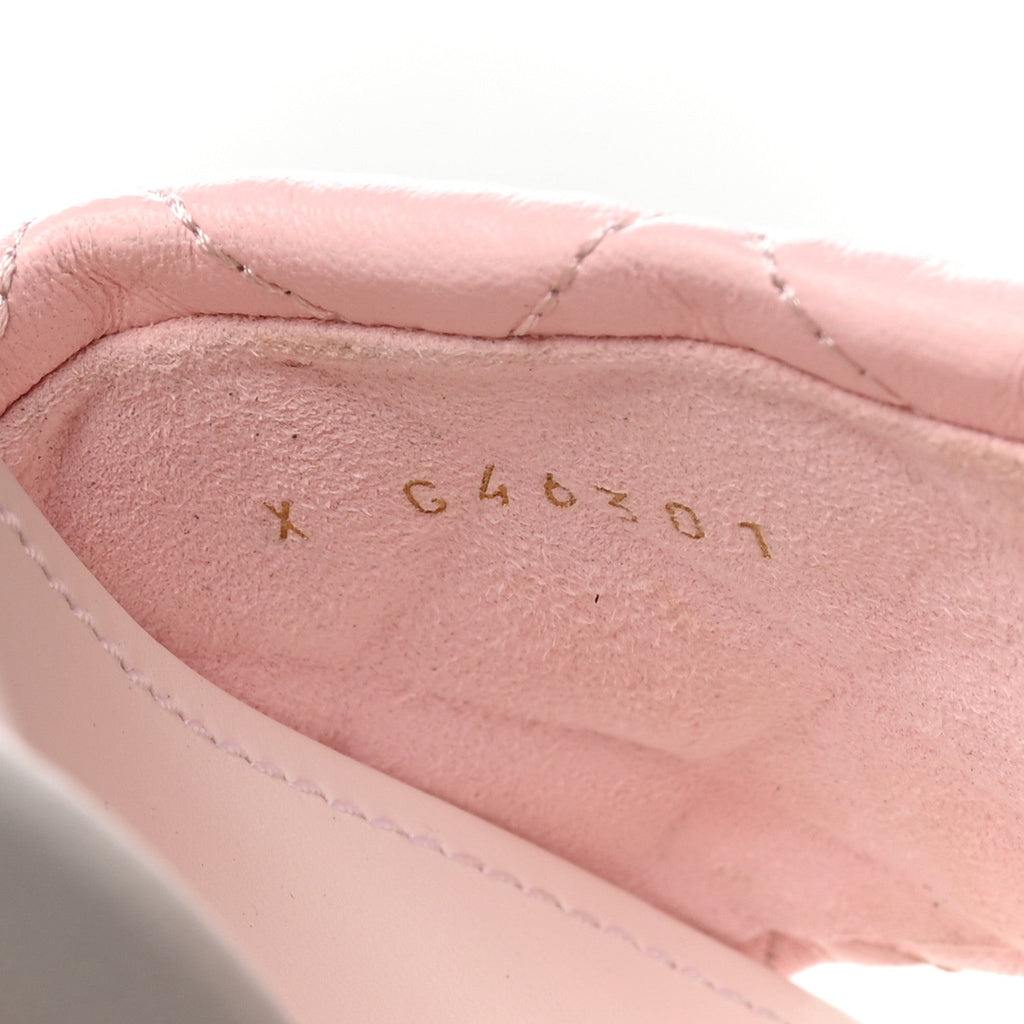 Lambskin Quilted CC Chain Mules 38 Light Pink White