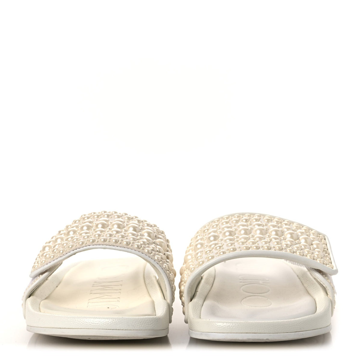 Canvas Pearl Embellished Fitz Slide Sandals 37 White