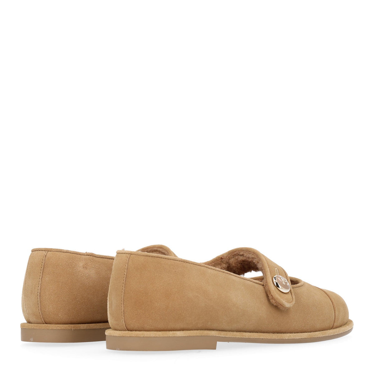 Suede Calfskin Cap Toe CC Mary Jane Flats 38 Beige