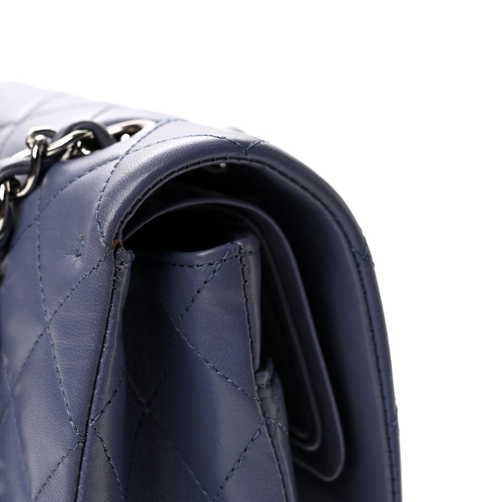 Lambskin Quilted Medium Double Flap Light Purple
