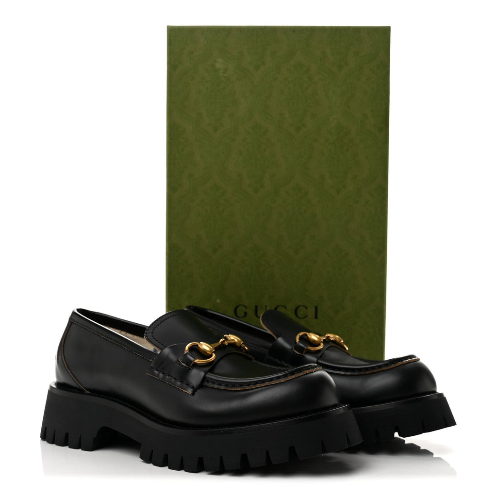 Cordovan Lux Womens Harald Horsebit 25mm Platform Loafers 37.5 Black