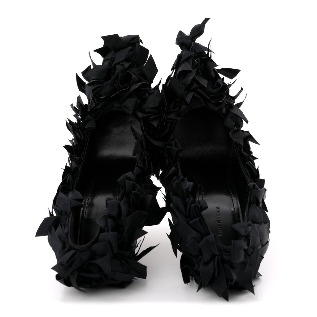 Satin Pointed Marie A Bows All Over 110mm Pumps  35 Black