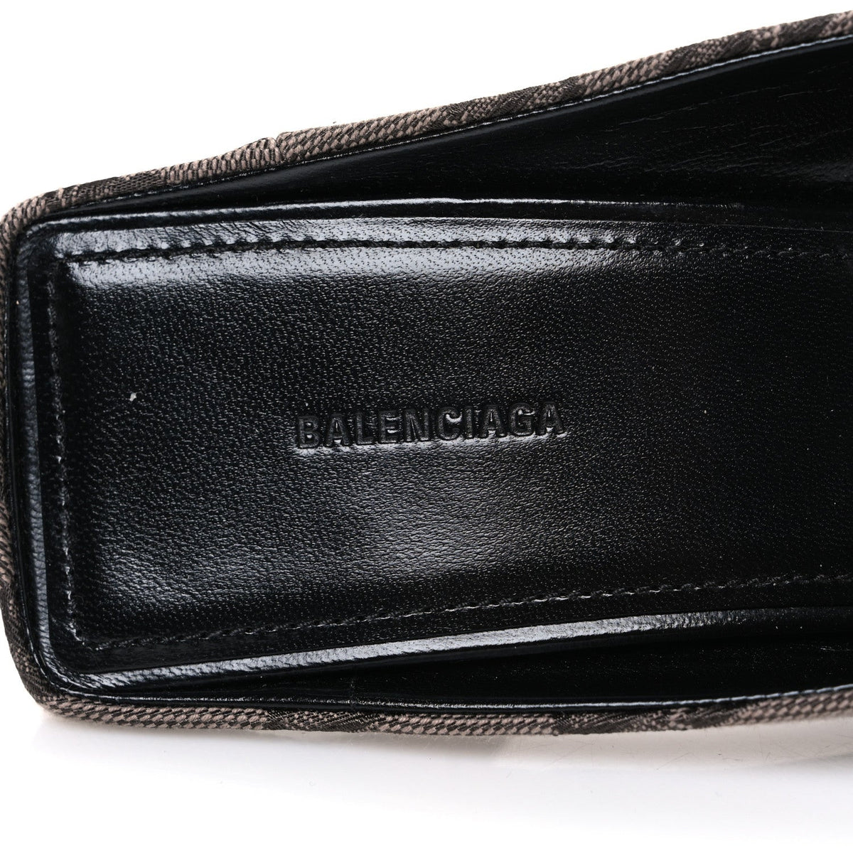 BB Monogram Square Knife 80mm Mule Pumps 38.5 Dark Mink Grey Dark Brown