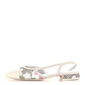 Cotton Guipure Patent Embroidered Floral Cap Toe CC Slingback Flats 37 White Multicolor