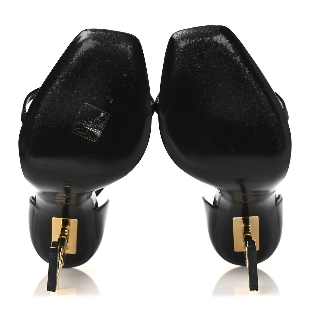 Patent Calfskin Opyum 110 Sandals 40.5 Black Gold