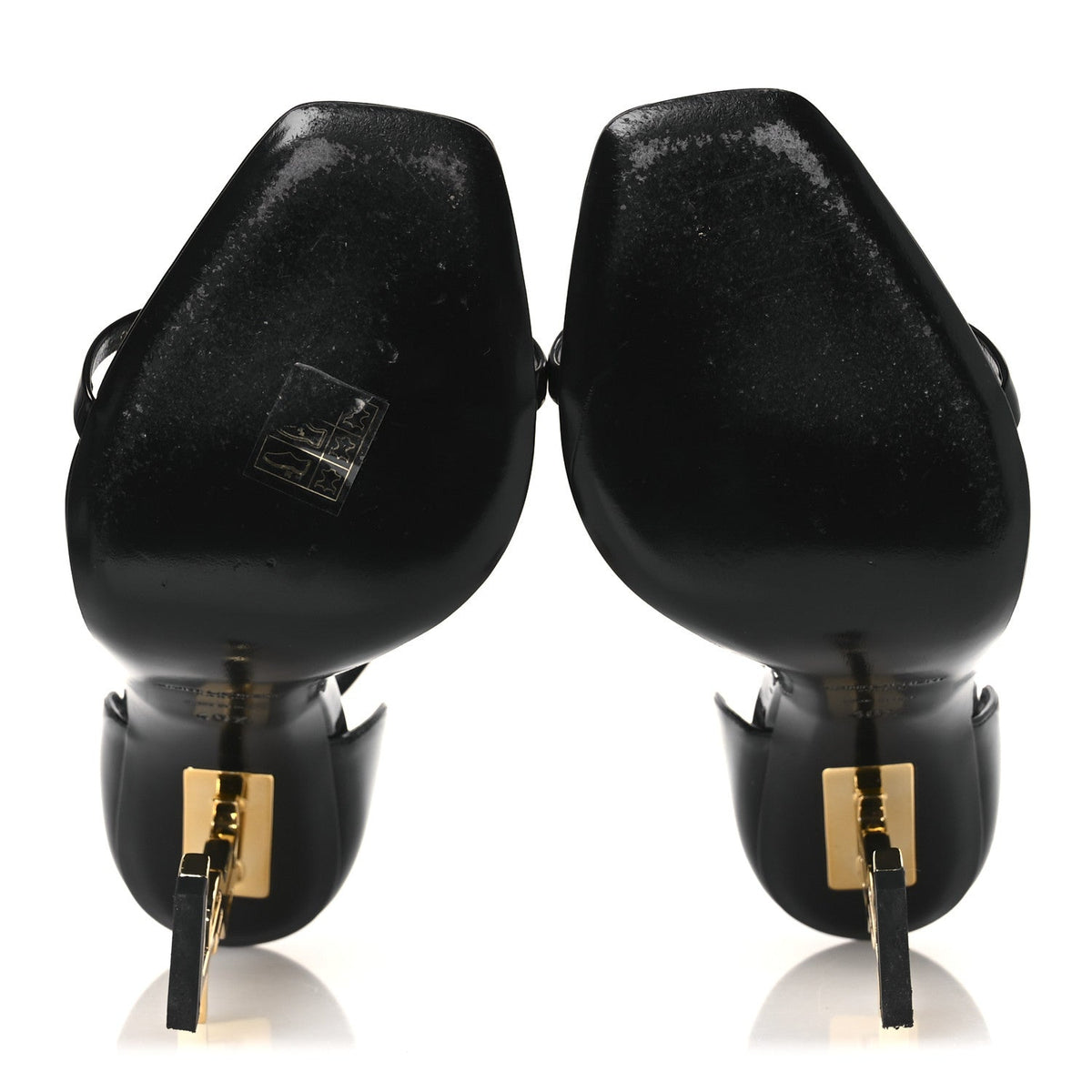 Patent Calfskin Opyum 110 Sandals 40.5 Black Gold