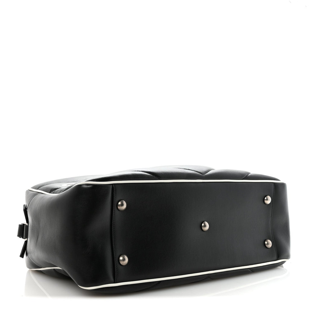 Calfskin Medium Miles Logo Bowler Duffel Bag Black