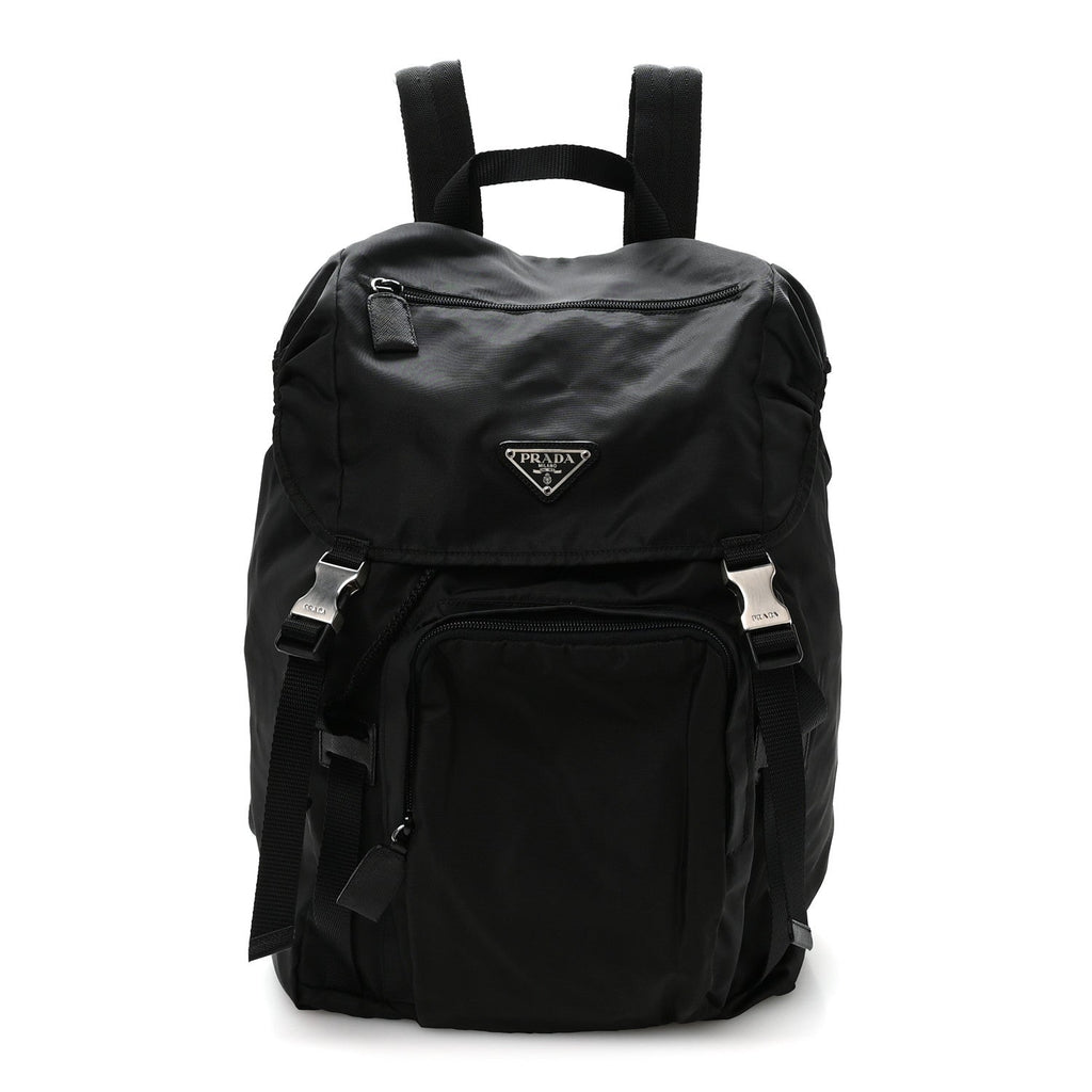 Tessuto Nylon Montagna Double Buckle Backpack Black