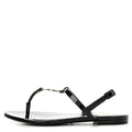 Patent Calfskin Cassandra Crystal Monogram Sandals 37 Black