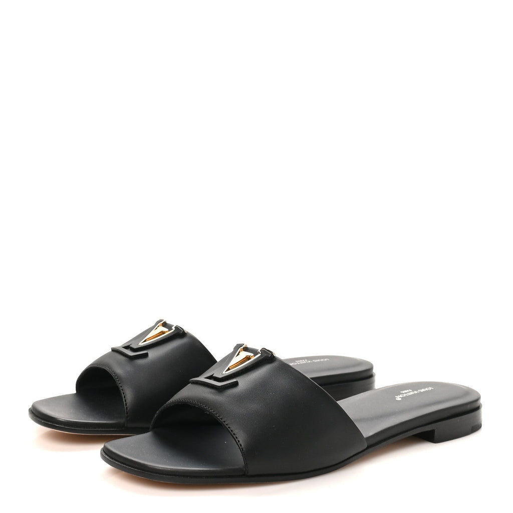 Calfskin LV Mare Flat Mule 37.5 Black