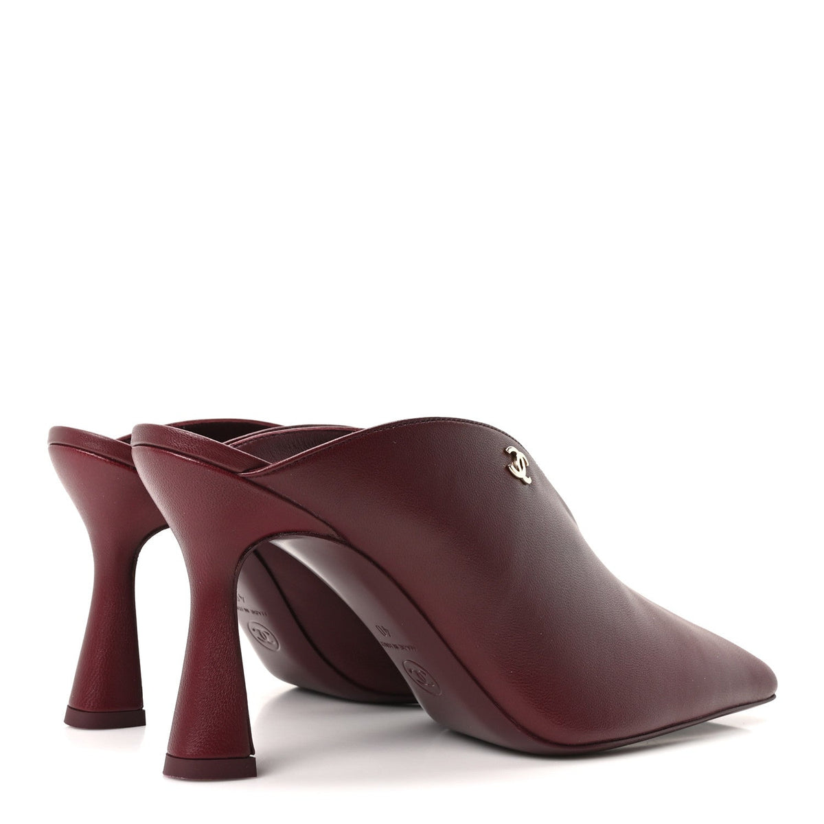 Lambskin Mules 40 Dark Burgundy Light Green
