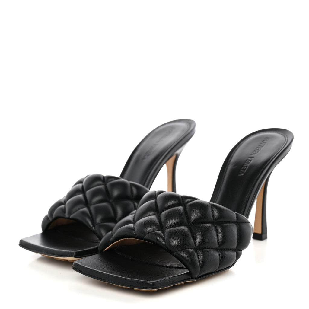 Nappa Matelasse Padded Mule Sandals 39 Black
