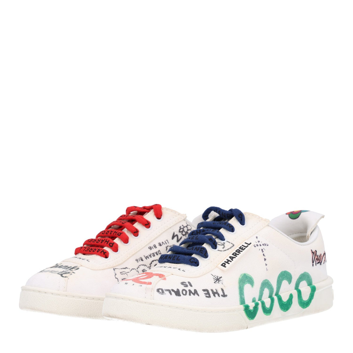 x Pharrell Williams Canvas Womens Sneakers 36 White Multicolor