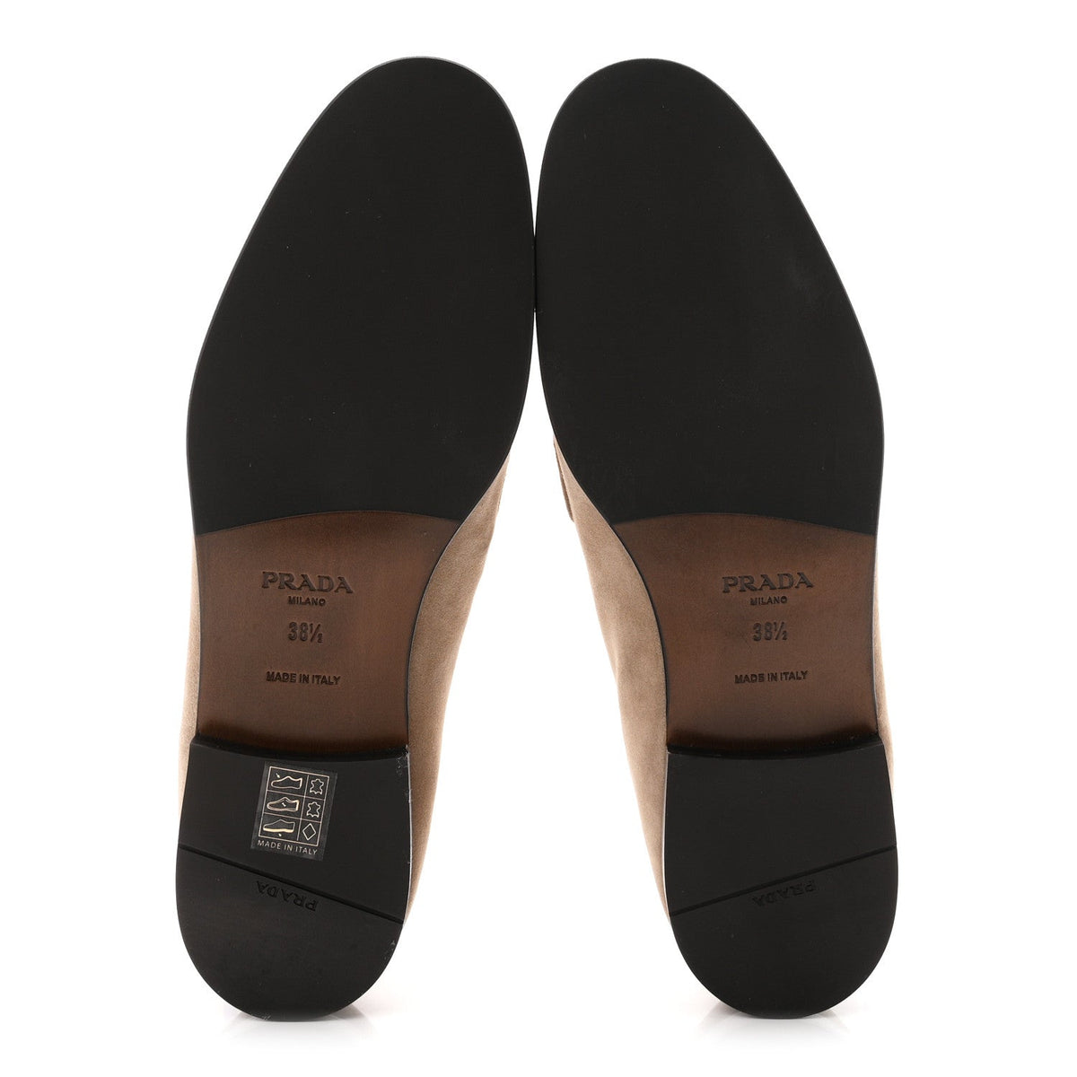 Suede Calfskin Metal Triangle Logo 10mm Loafers 38.5 Corda