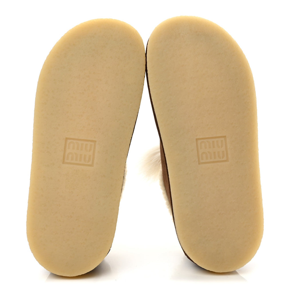 Scamosciato Winter Shearling Tassel Mule Slippers 37 Cacao