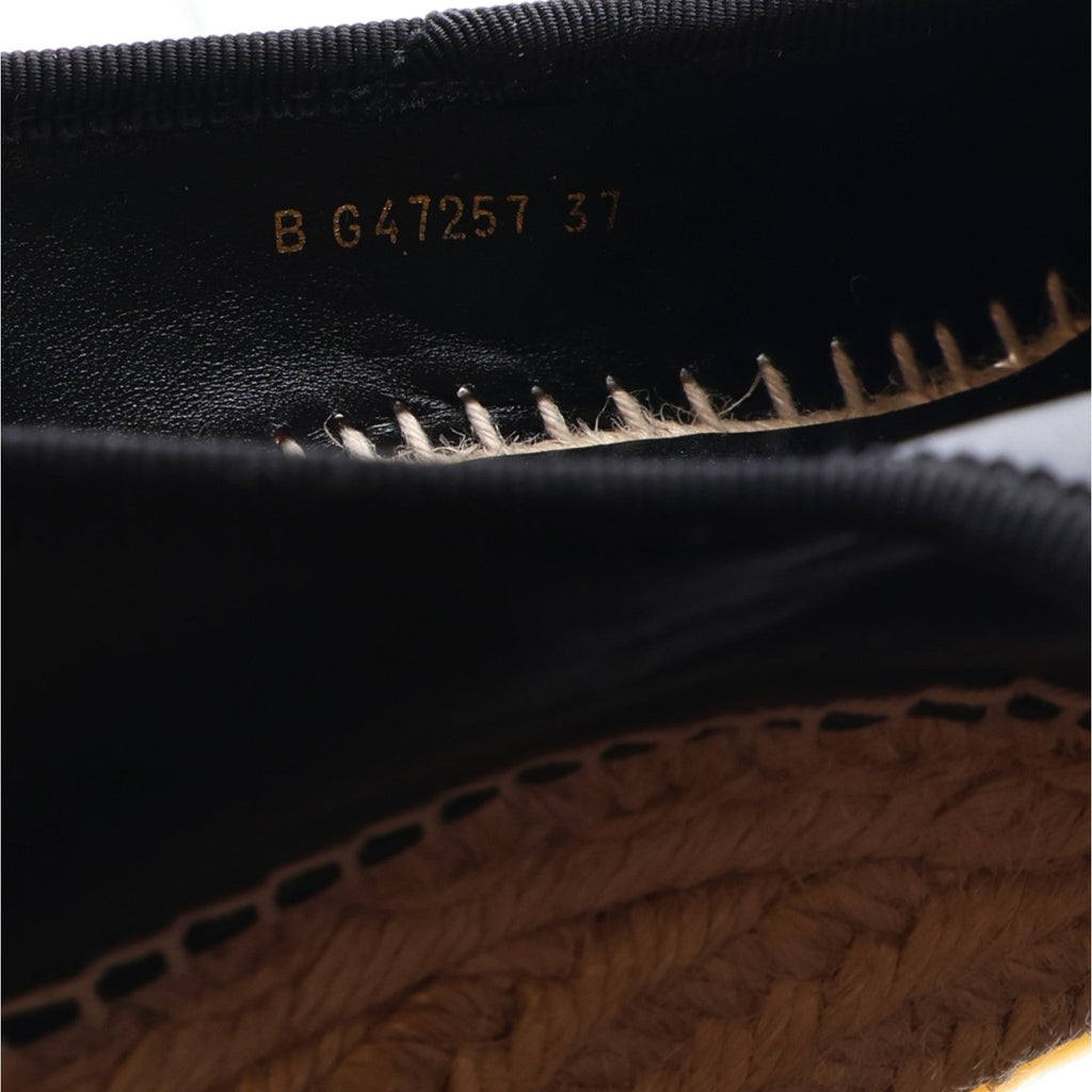 Lambskin Espadrille Mary Jane Wedges 37 Black