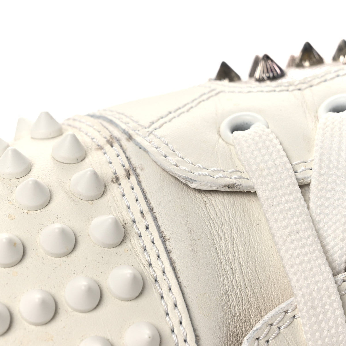 Nappa Laminato Dino Spikes Mens Yang Louis Flat Sneakers 45 Latte Silver