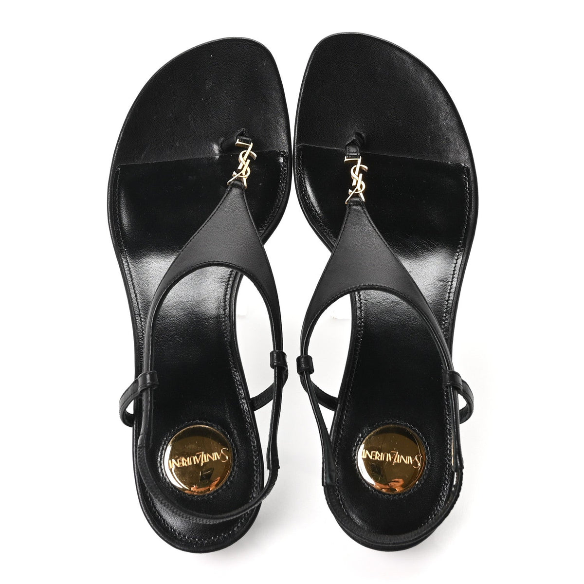 Nappa Cassandra Monogram Bridget 40 Wedge Sandals 37.5 Black