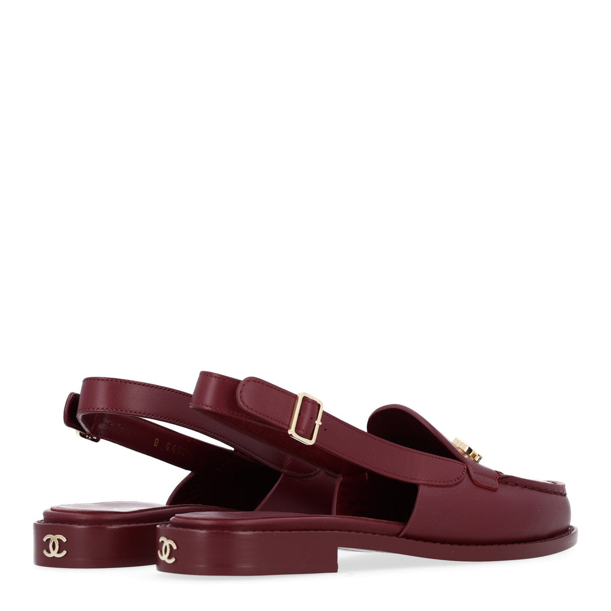 Calfskin Crystal Slingback Loafers 36.5 Dark Burgundy