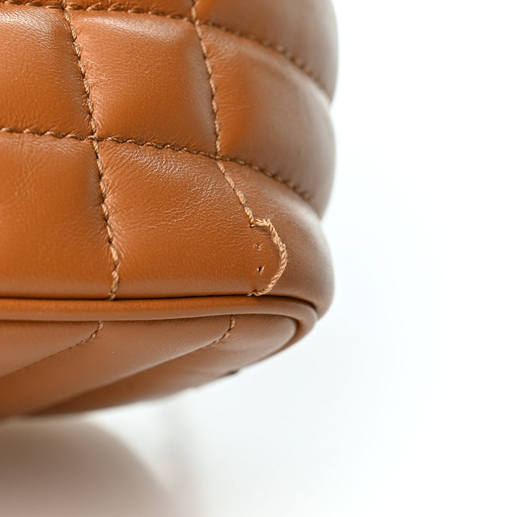 Lambskin Quilted Mini Lola Bucket Bag Maple Brown