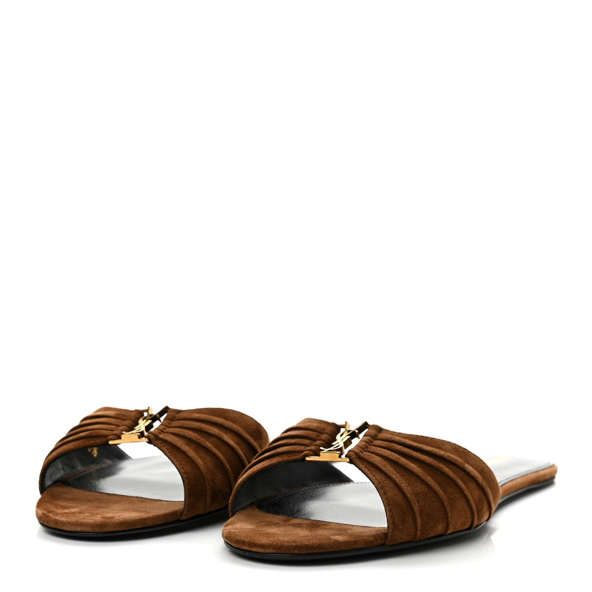 Suede Babylone Slide Sandals 36.5 Dark Havana