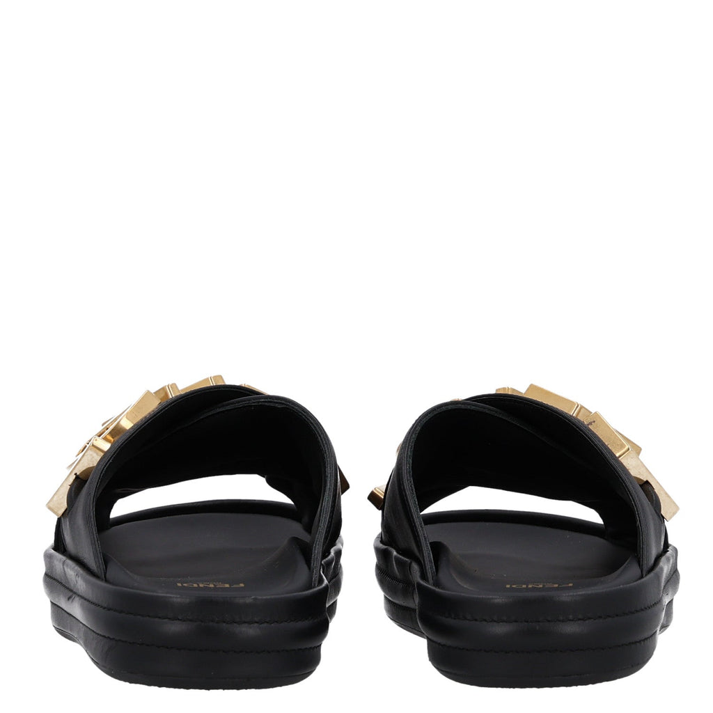 Vitello Womens Fendigraphy Slide Sandals 36 Black