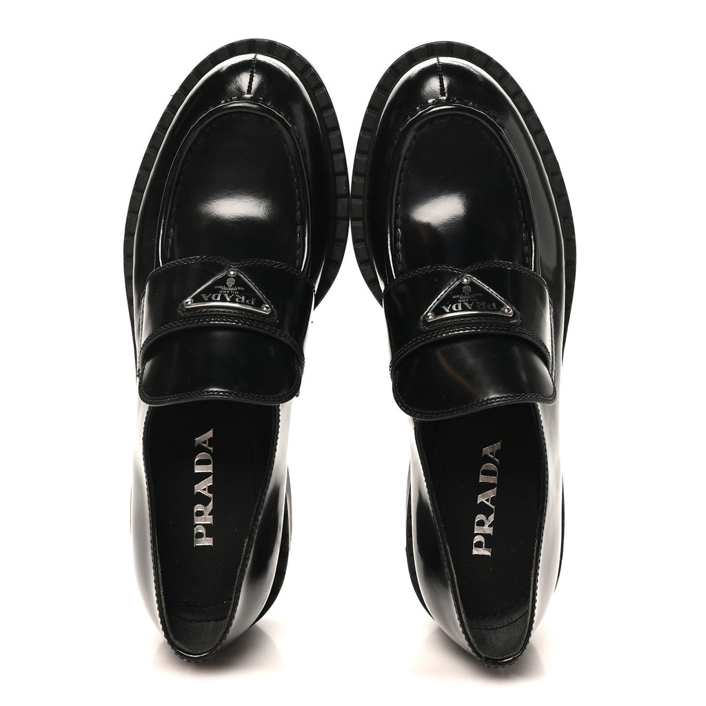 Spazzolato Metal Triangle Logo 50mm Loafers 40 Black