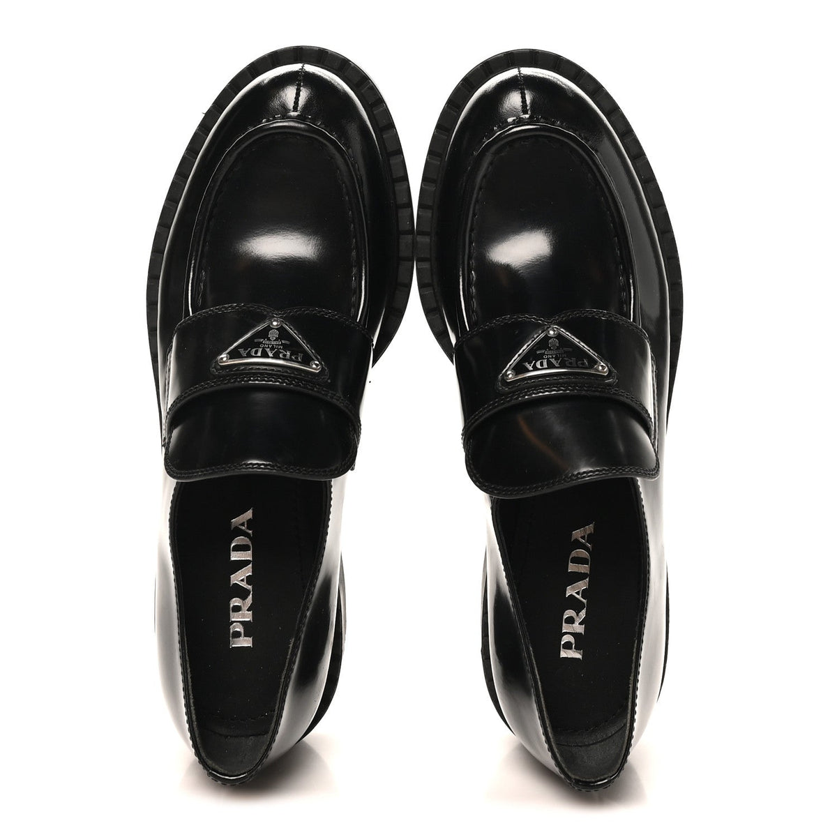 Spazzolato Metal Triangle Logo 50mm Loafers 40 Black