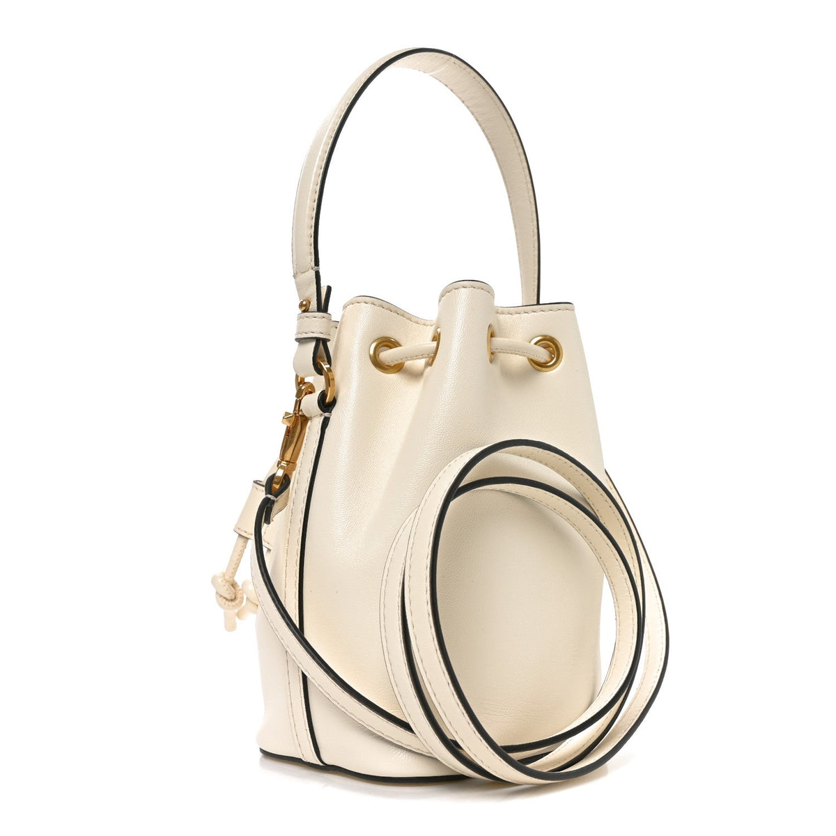 Nappa Mini VLogo Signature Bucket Bag Light Ivory