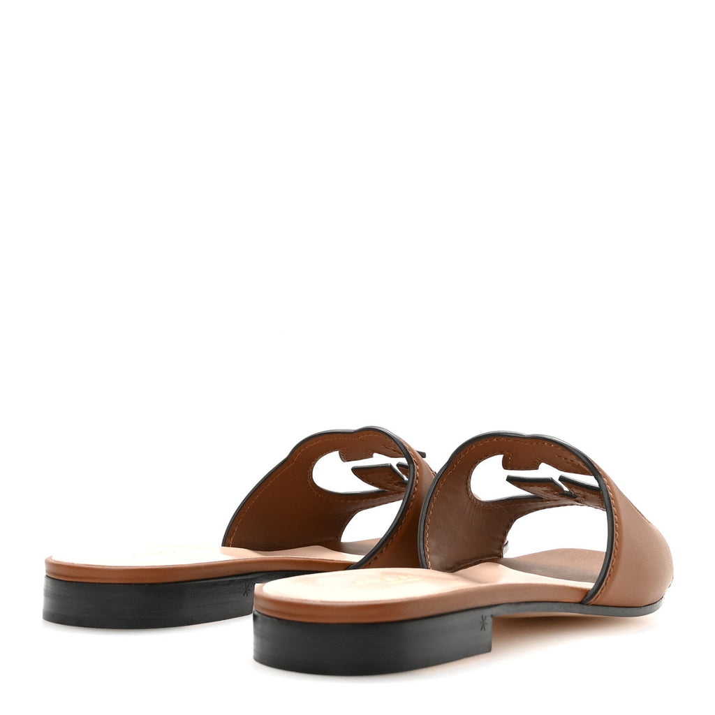 Cosmos Softy Calfskin Interlocking G Cut Out Slide Sandals 36.5 Cuir