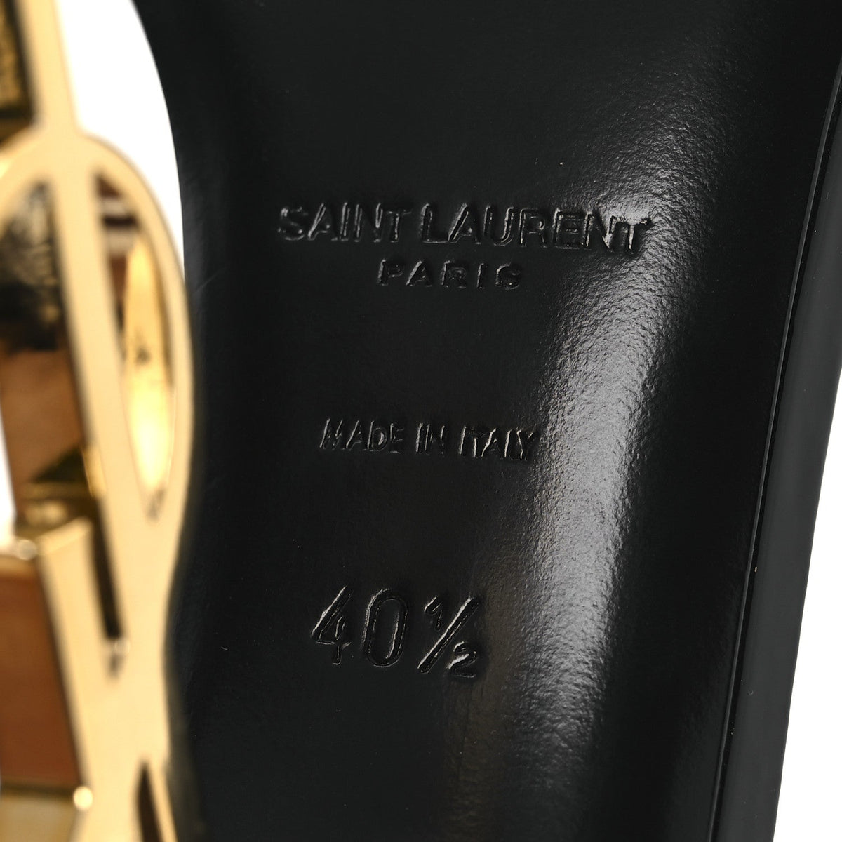 Patent Calfskin Opyum 110 Sandals 40.5 Black Gold