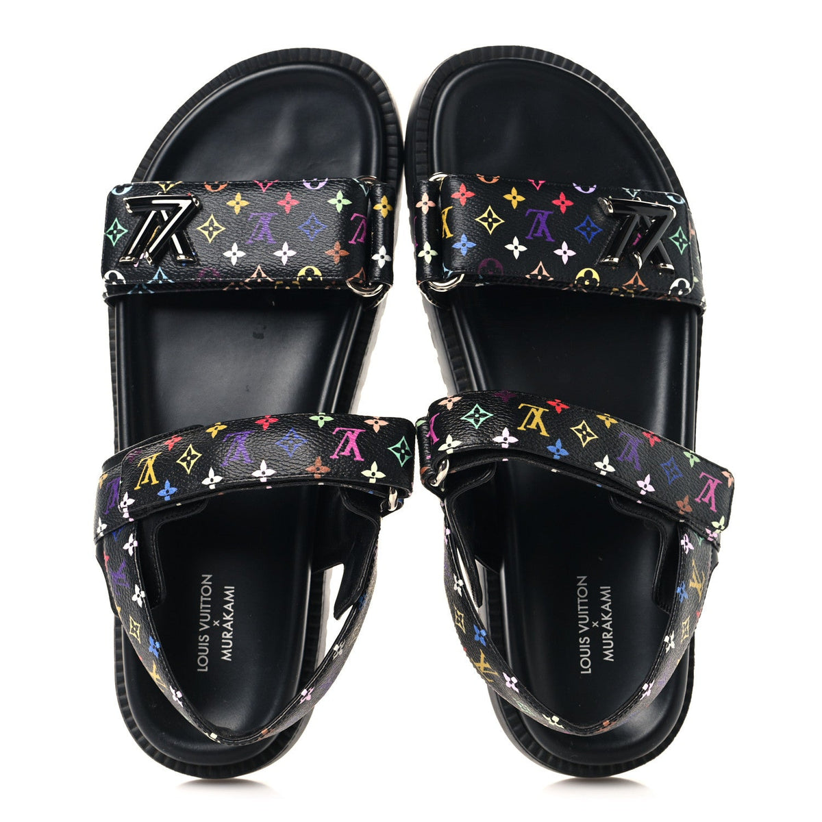 LV X TM Monogram Multicolor Sunset Flat Sandals 41 Black
