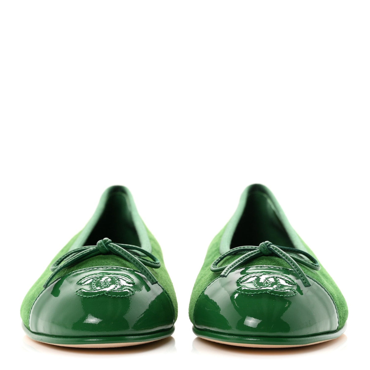 Suede Patent Cap Toe CC Ballerina Flats 36.5 Green