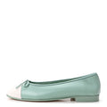 Lambskin CC Cap Toe Ballerina Flats 37 Light Green White