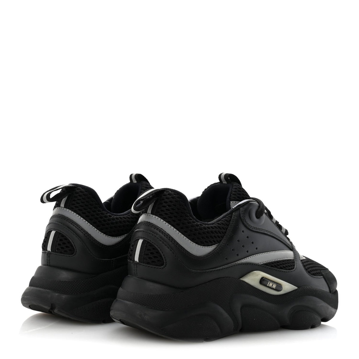 Technical Mesh Calfskin Mens B22 Sneakers 40 Black