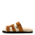 Suede Goatskin Woolskin Womens Chypre Sandals 40 Brun Fume Ecru