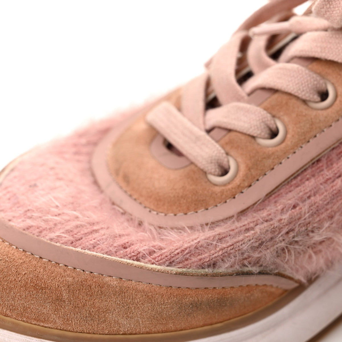 Suede Calfskin Stretch Fabric CC Sneakers 38 Pink