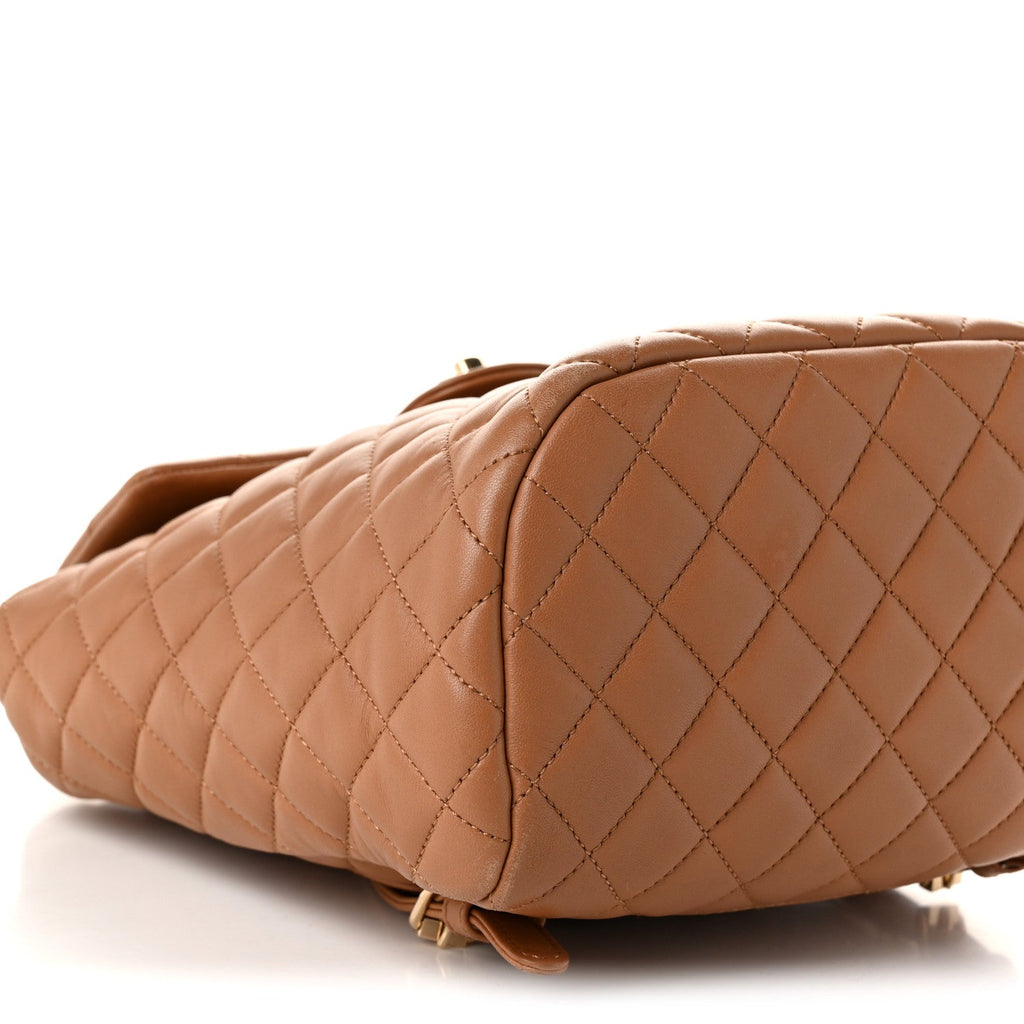 Lambskin Quilted Small Urban Spirit Backpack Brown