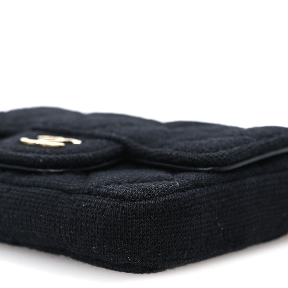 Jersey Quilted Flap Chain Waist Bag Black