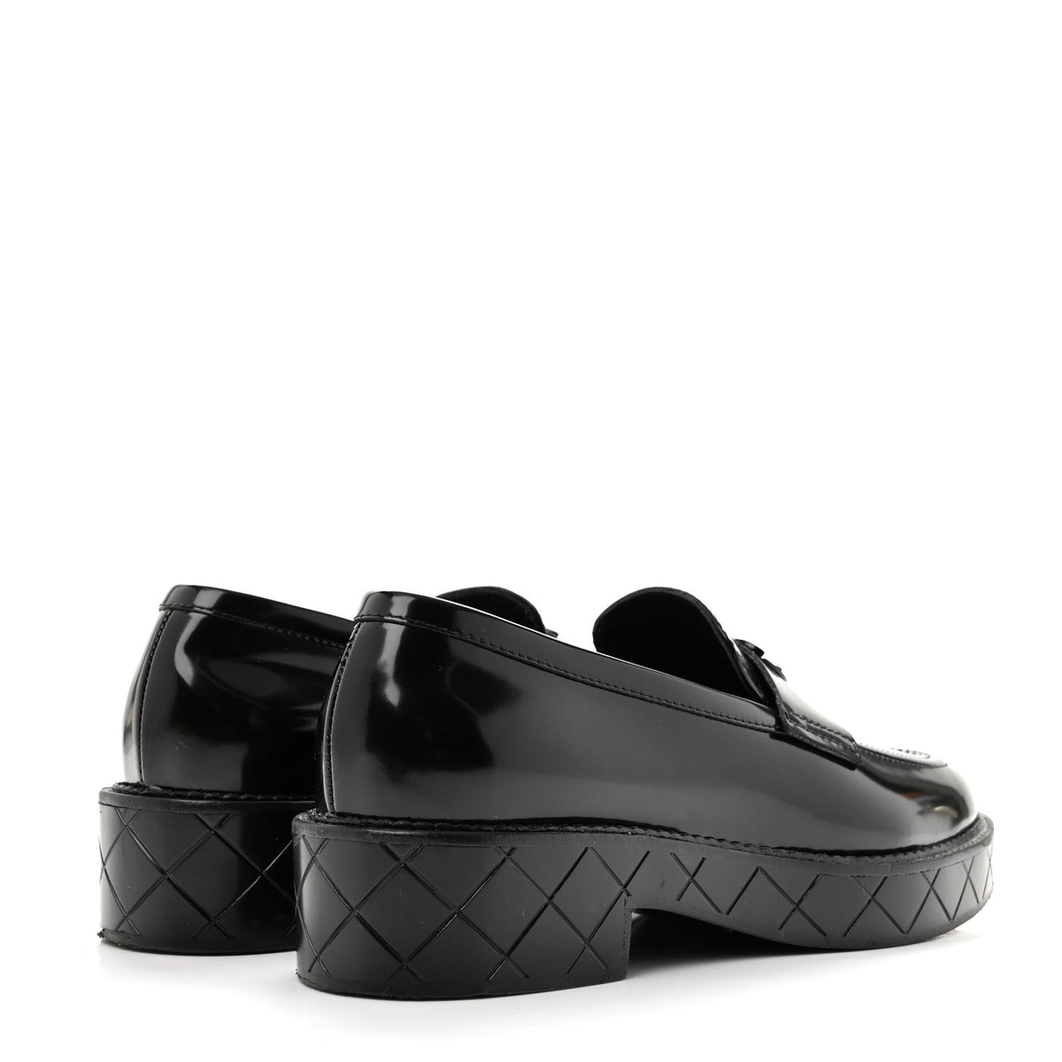 Shiny Calfskin Quilted CC Mocassin Loafers 39 Black