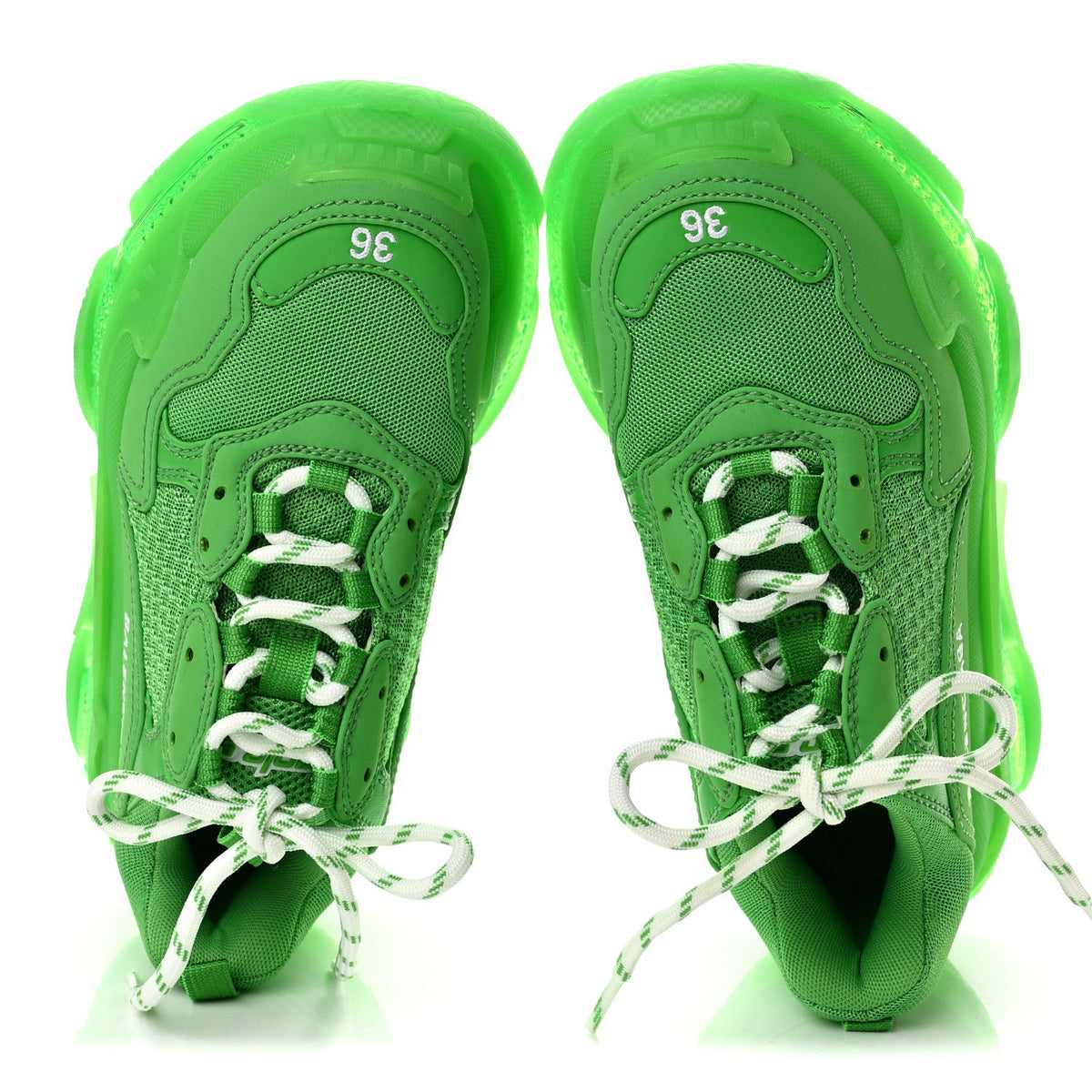 Fabric Mesh Clear Sole Womens Triple S Sneakers 36 Fluo Green