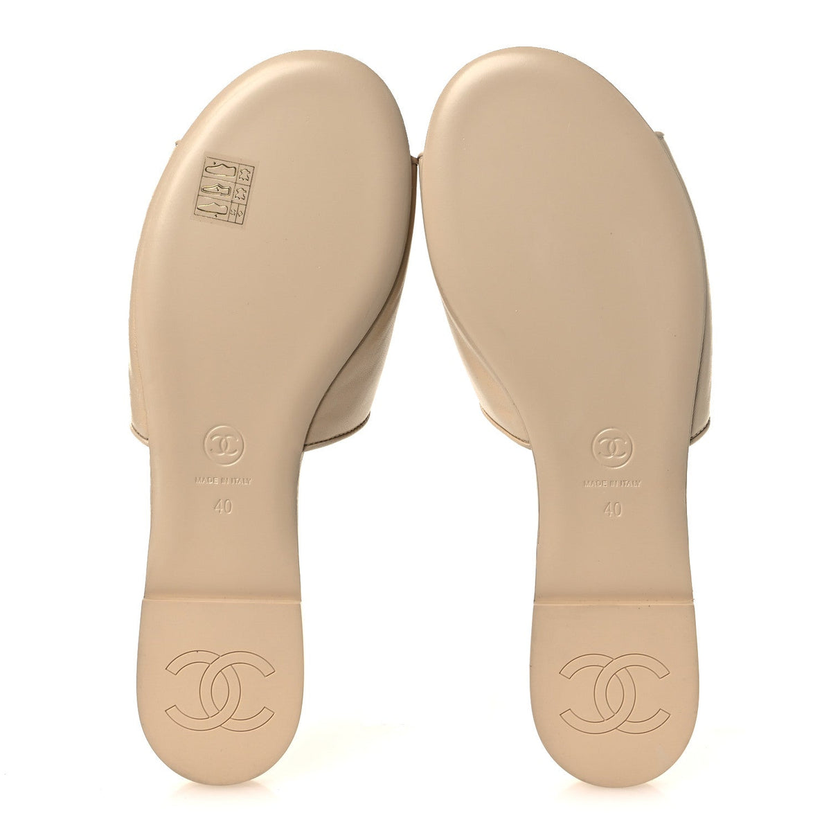 Lambskin Velcro Crystal CC Mules 40 Beige