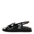 Crumpled Shiny Lambskin CC Cut Out Dad Sandals 39 Black