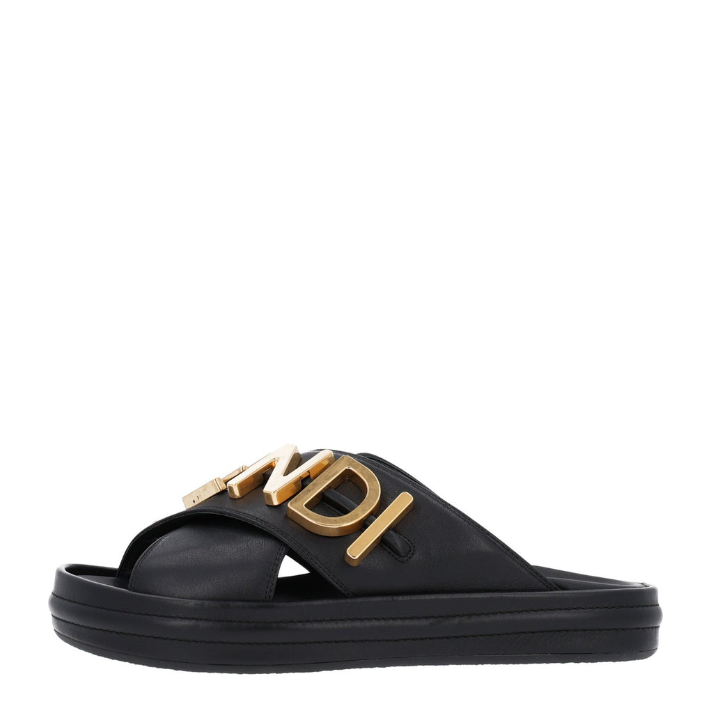 Vitello Womens Fendigraphy Slide Sandals 36 Black