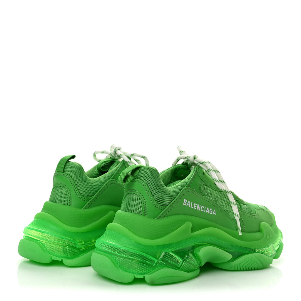 Fabric Mesh Clear Sole Womens Triple S Sneakers 36 Fluo Green