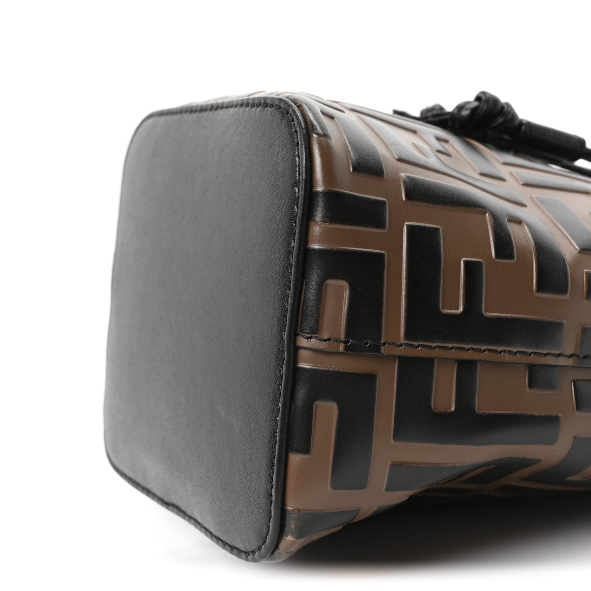 Vitello Liberty F is Fendi Bi-Color FF 1974 Embossed Mini Mon Tresor Bucket Bag Maya Black