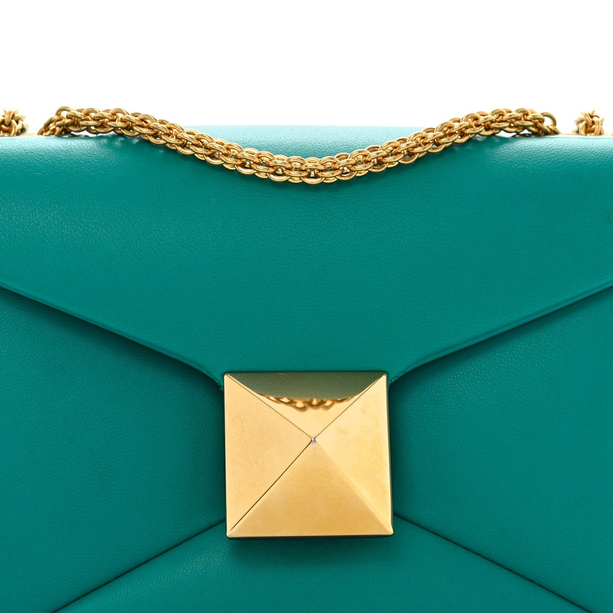 Nappa One Stud Chain Clutch Ultra Marine Green