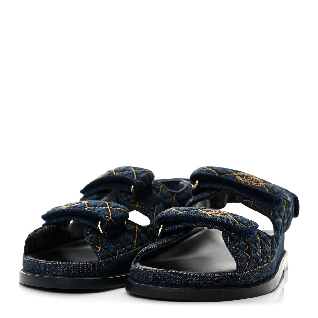 Denim Velcro Dad Sandals 36.5 Navy Blue
