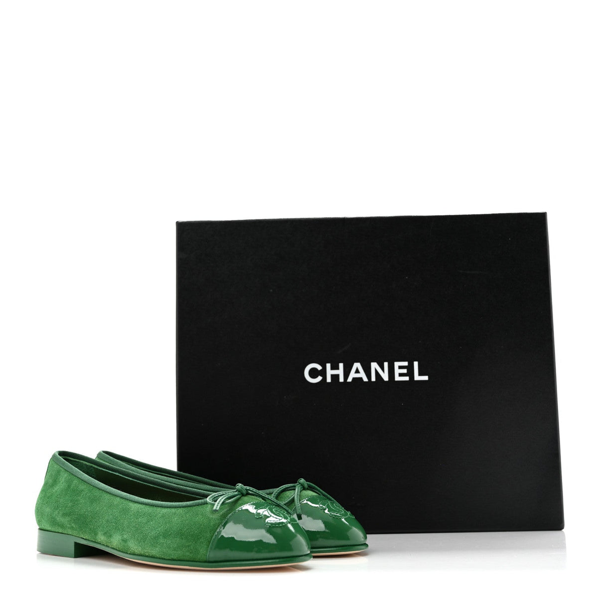 Suede Patent Cap Toe CC Ballerina Flats 36 Green