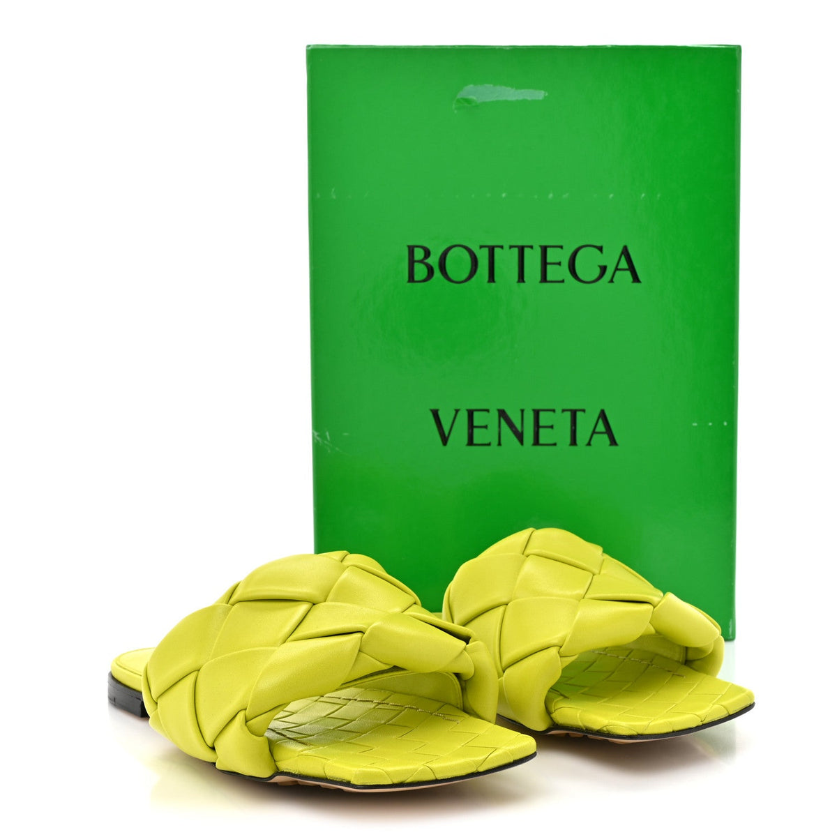Nappa Maxi Intrecciato Lido Flat Sandals 36 Kiwi